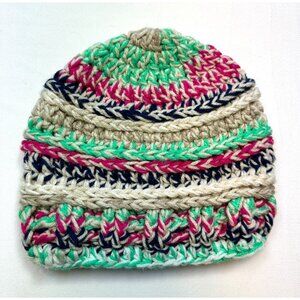 Crocheted Beanie Bright Multicolor Knit Hat: Cozy & Stylish Winter